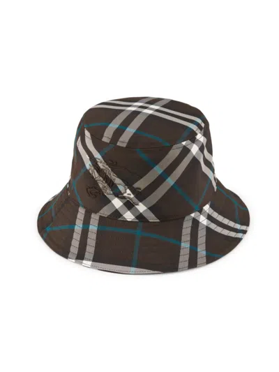 Burberry Men's Check Bucket Hat In Brown