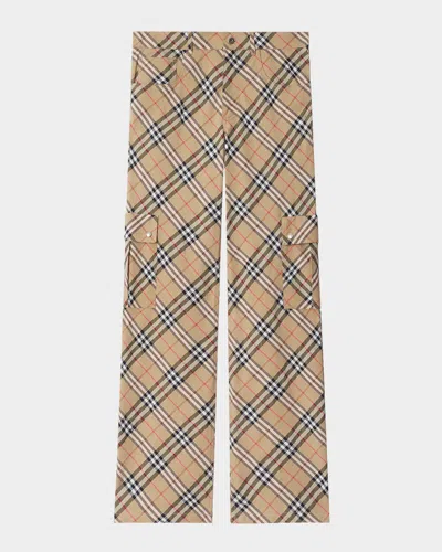 BURBERRY MEN'S CHECK CARGO TROUSERS