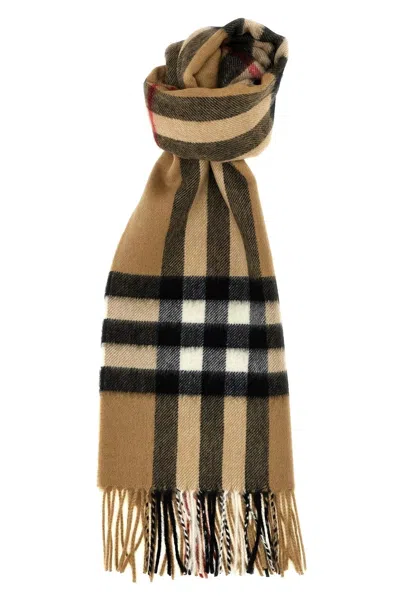 Burberry Cashmere Scarf With Check Pattern And Fringe