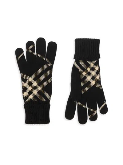 Burberry Men's Check Cashmere-blend Gloves