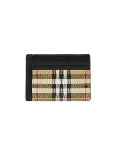 Burberry Men's Check Clip Card Case In Brown
