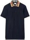 Burberry Men Check Collar Cotton Polo Shirt In Black