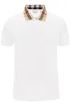 Burberry Check-collar White Polo Shirt With Three-button Placket In White
