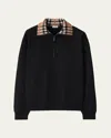 Burberry Mens Black Logo-embroidered Funnel-neck Cotton Sweatshirt