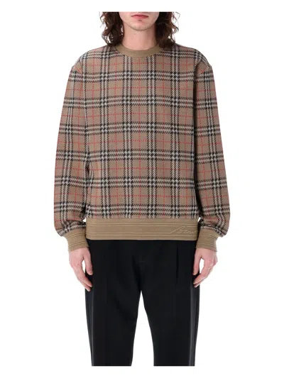 BURBERRY MEN'S CHECK COTTON BLEND SWEATER
