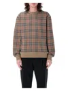 Burberry Check Pattern Sweatshirt With Embroidered Logo In Nut Ip Check