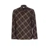 Burberry Men Check Cotton Flannel Shirt In Brown