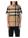 Burberry Men's Check Cotton Shirt In Archive Beige Ip Chk