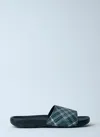 Burberry Men Check Dive Slides In Green