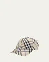 Burberry Men's Check Ekd Baseball Cap In Lichen