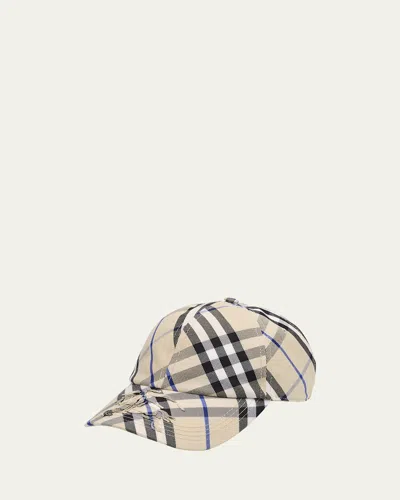 Burberry Men's Check Ekd Baseball Cap In Lichen
