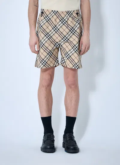 Burberry Men Check Elasticated Shorts In Neutral