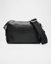 Burberry Men's Check Embossed Leather Mini Crossbody Bag In Black