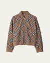 Burberry Check Print Wool Blend Harrington Jacket In Linden Ip Check