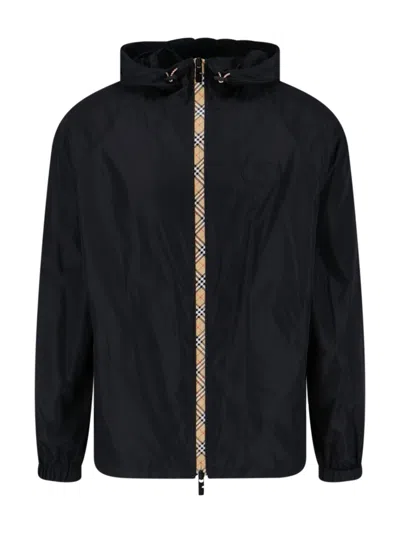 Burberry Men Check Jacket In Black