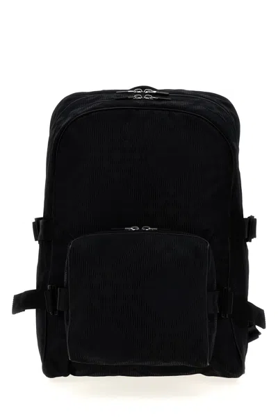 Burberry Men Check Jacquard Backpack In Black