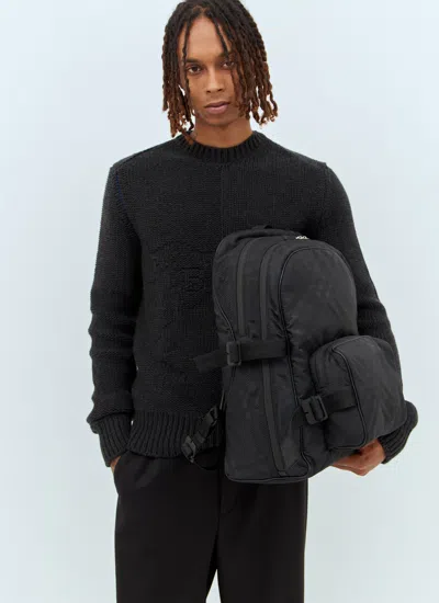 Burberry Men Check Jacquard Backpack In Black