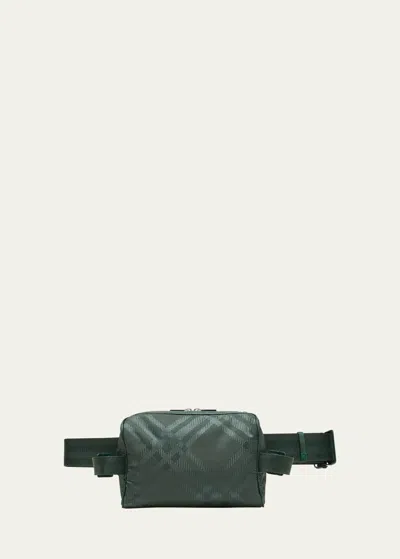 Burberry Check-jacquard Zipped Belt Bag In Vine
