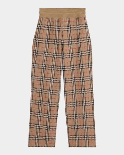 BURBERRY MEN'S CHECK JERSEY PULL-ON TROUSERS