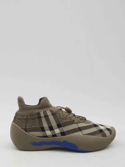 Burberry Men Check Knit Neptune Sneakers