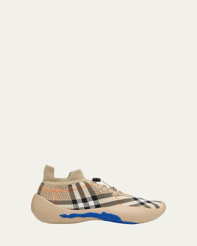 BURBERRY MEN'S CHECK KNIT NEPTUNE SNEAKERS