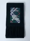 Burberry Men Check Label Cashmere Scarf In Black