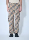 Burberry Men Check Linen-blend Pants In Neutral