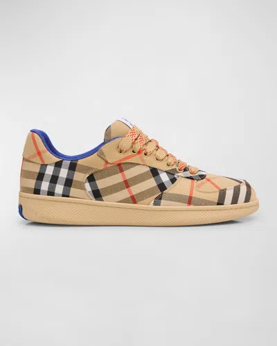 BURBERRY MEN'S CHECK LOW-TOP SNEAKERS