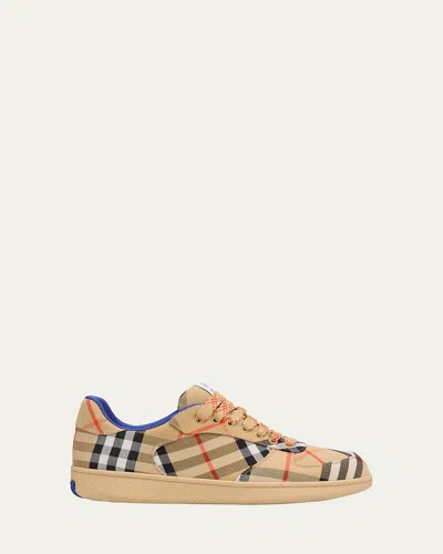 BURBERRY MEN'S CHECK LOW-TOP SNEAKERS