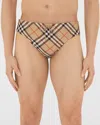 Burberry Men's Check Micro Swim Briefs In Sand Ip Check