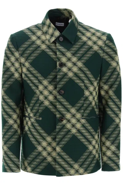 Burberry Men's Check Monopetto Wool Jacket In Multicolor