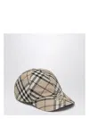 Burberry Check Motif Baseball Cap With Ekd Embroidery