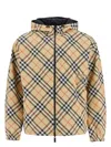 Burberry Beige Reversible Down Jacket With Hood And All-over Check Motif In Tech Fabric Man In Beige