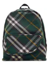 Burberry Check Pattern Shield Backpack With Front Zip In Green