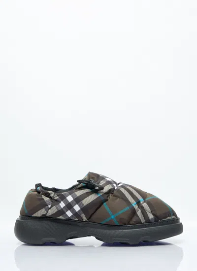 Burberry Men Check Nylon-blend Pillow Mule In Schwarz