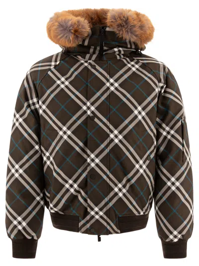 BURBERRY MEN'S CHECK NYLON PARKA