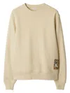 Burberry Check Label Cotton Sweatshirt In Beige