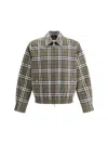 Burberry Men Check Pattern Wool Harrington Jacket In Green