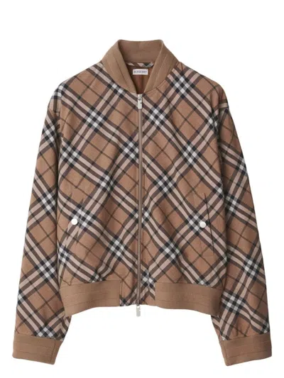 BURBERRY MEN'S CHECK PATTERN ZIPPED CARDIGAN