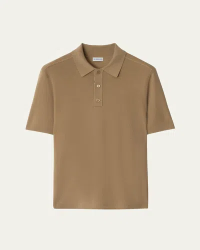Burberry Men's Check-placket Wool Knit Polo Shirt