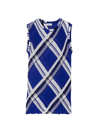 Burberry Plaid-check Ribbed Silk Vest In Knight Check