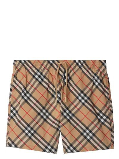 BURBERRY BURBERRY MEN CHECK PRINT BERMUDA SWIMSUIT