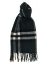 Burberry Cashmere Scarf With Classic Check Pattern In Black