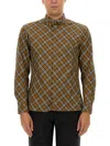 Burberry Beige Button-down Shirt With Check Pattern In Multi
