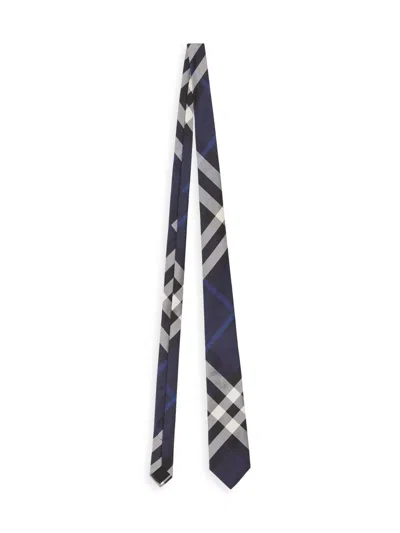 Burberry Men's Check Silk Tie In Blue