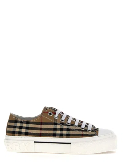 Burberry Men Check Sneakers In Brown