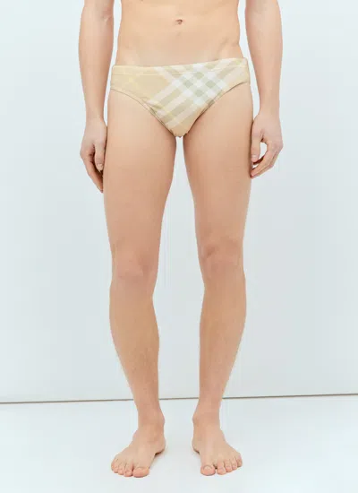 Burberry Checkered Slip Swimsuit In Cream
