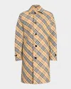 Burberry Men Embroidered Polyester Trench Coat In Sand Ip Check