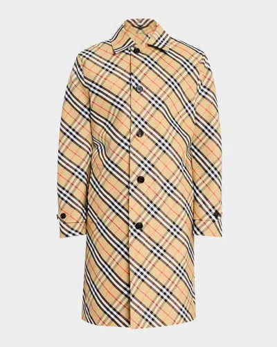 BURBERRY MEN'S CHECK TOPCOAT