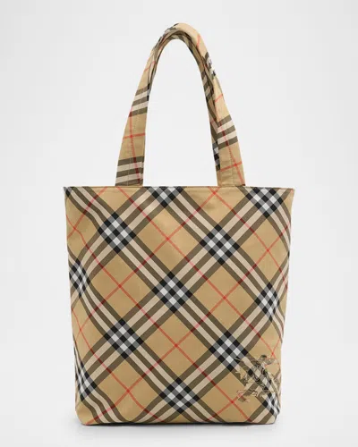 BURBERRY MEN'S CHECK TOTE BAG